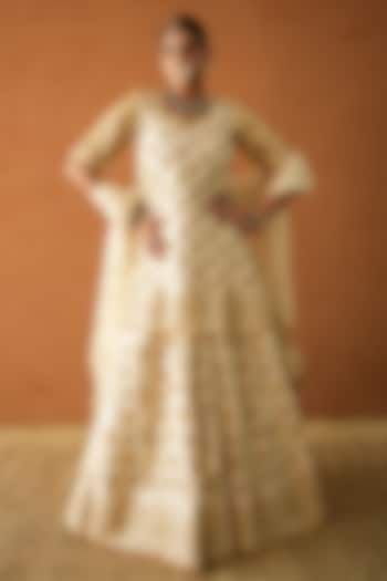 Ivory Raw Silk Marodi Embroidered Bridal Lehenga Set by GulaboJaipur by Saloni Panwar at Pernia's Pop Up Shop