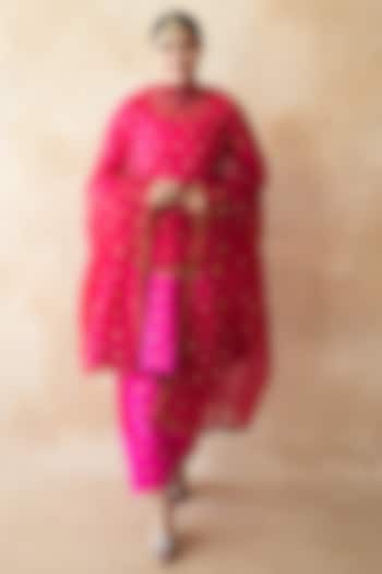 Pink Chanderi Aari Embroidered Anarkali Set by GulaboJaipur by Saloni Panwar at Pernia's Pop Up Shop