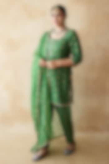 Green Chanderi Handwork Kurta Set by GulaboJaipur by Saloni Panwar at Pernia's Pop Up Shop