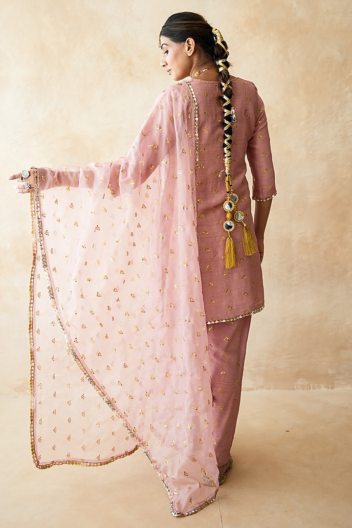 Pink Chanderi Handwork Kurta Set by GulaboJaipur by Saloni Panwar at Pernia's Pop Up Shop
