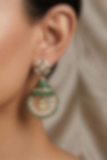 14kt Gold FInish Diamond & Emerald Stone Dangler Earrings by GBT Be True at Pernia's Pop Up Shop