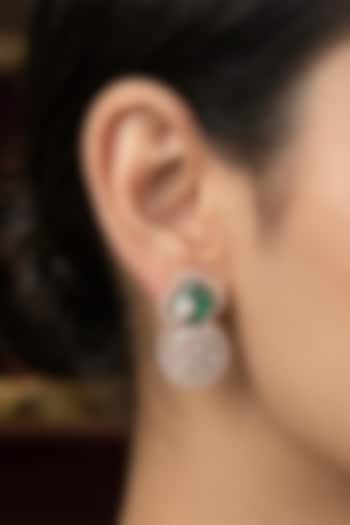 14kt Gold FInish Diamond & Emerald Stone Stud Earrings by GBT Be True at Pernia's Pop Up Shop