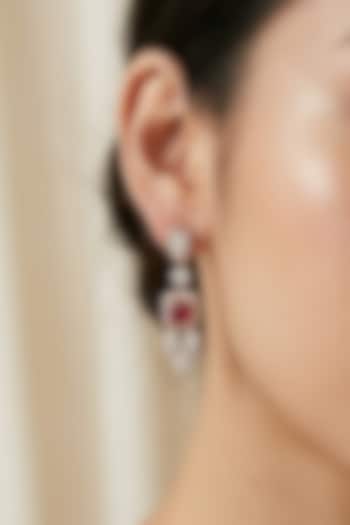 18kt Gold Finish Diamond & Ruby Stone Dangler Earrings by GBT Be True at Pernia's Pop Up Shop