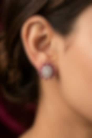 18kt Gold Finish Diamond & Ruby Stone Stud Earrings by GBT Be True at Pernia's Pop Up Shop