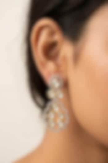 18kt Gold Finish Diamond & Kundan Polki Circular Motifs Chandelier Earrings by GBT Be True at Pernia's Pop Up Shop