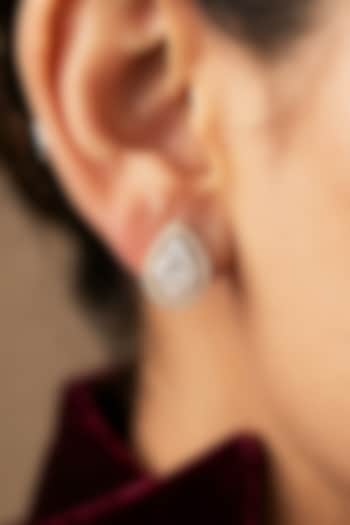 18kt Gold Finish Diamond Pear-Shaped Stud Earrings by GBT Be True at Pernia's Pop Up Shop