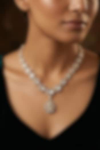 14kt Gold Finish Kundan Polki Teardrop Necklace by GBT Be True at Pernia's Pop Up Shop