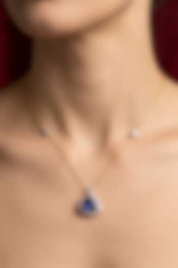 18kt Gold Finish Diamond & Sapphire Stone Pendant Pendant Necklace by GBT Be True at Pernia's Pop Up Shop