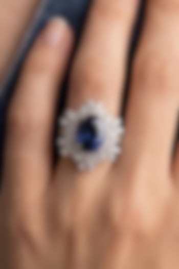 18kt Gold Finish Diamond & Sapphire Stone Ring by GBT Be True at Pernia's Pop Up Shop