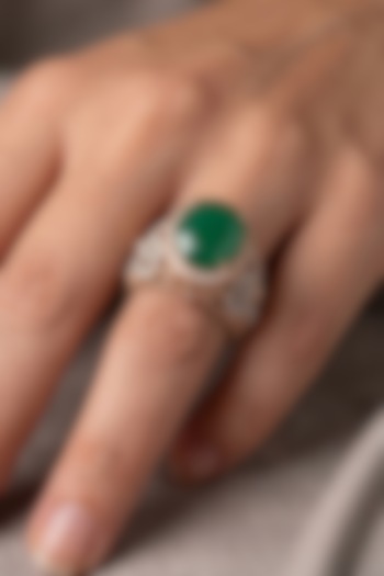 18kt Gold Finish Diamond & Emerald Stone Ring by GBT Be True at Pernia's Pop Up Shop