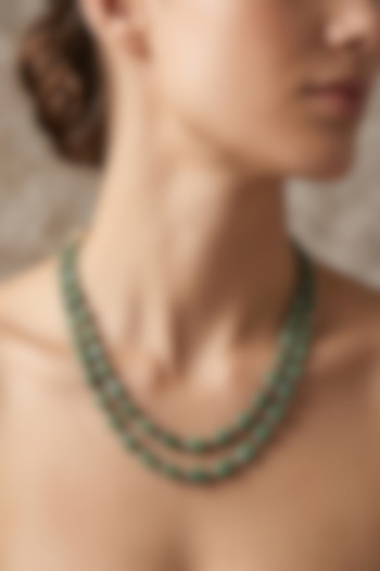 Emerald Green Stone Kantha Necklace by GBT Be True at Pernia's Pop Up Shop