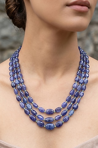 Deep Blue Sapphire Stone Layered Necklace by GBT Be True