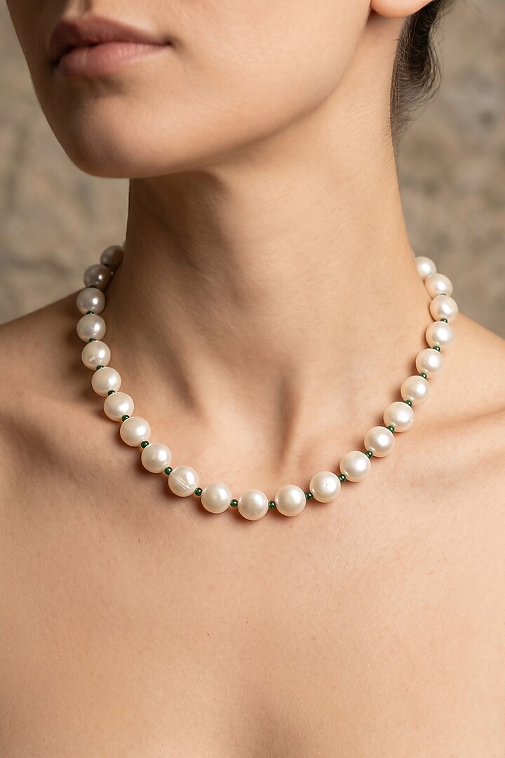 White Pearl Mala Necklace by GBT Be True at Pernia's Pop Up Shop