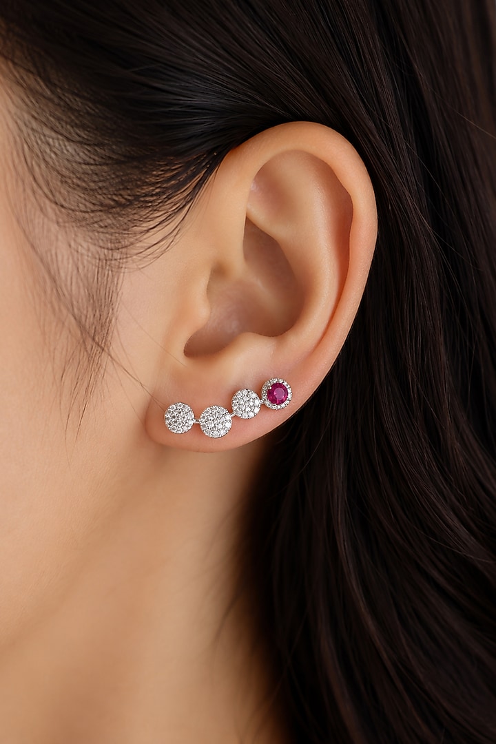 14kt Gold Finish Diamond & Ruby Stone Ear Cuffs by GBT Be True at Pernia's Pop Up Shop