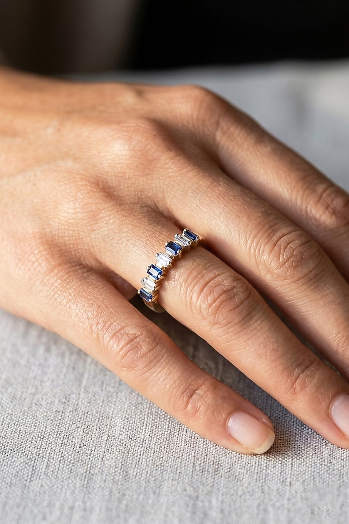 14kt Gold Finish Diamond & Deep Blue Sapphire Stone Ring by GBT Be True at Pernia's Pop Up Shop