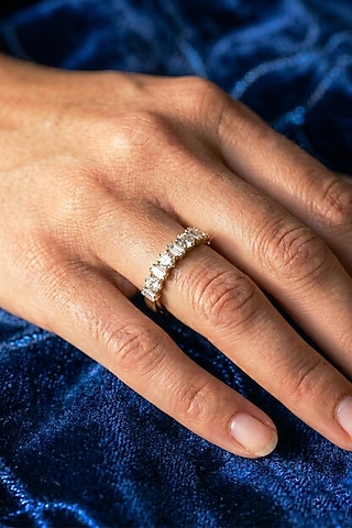 14kt Gold Finish Diamond & Sapphire Stone Ring by GBT Be True