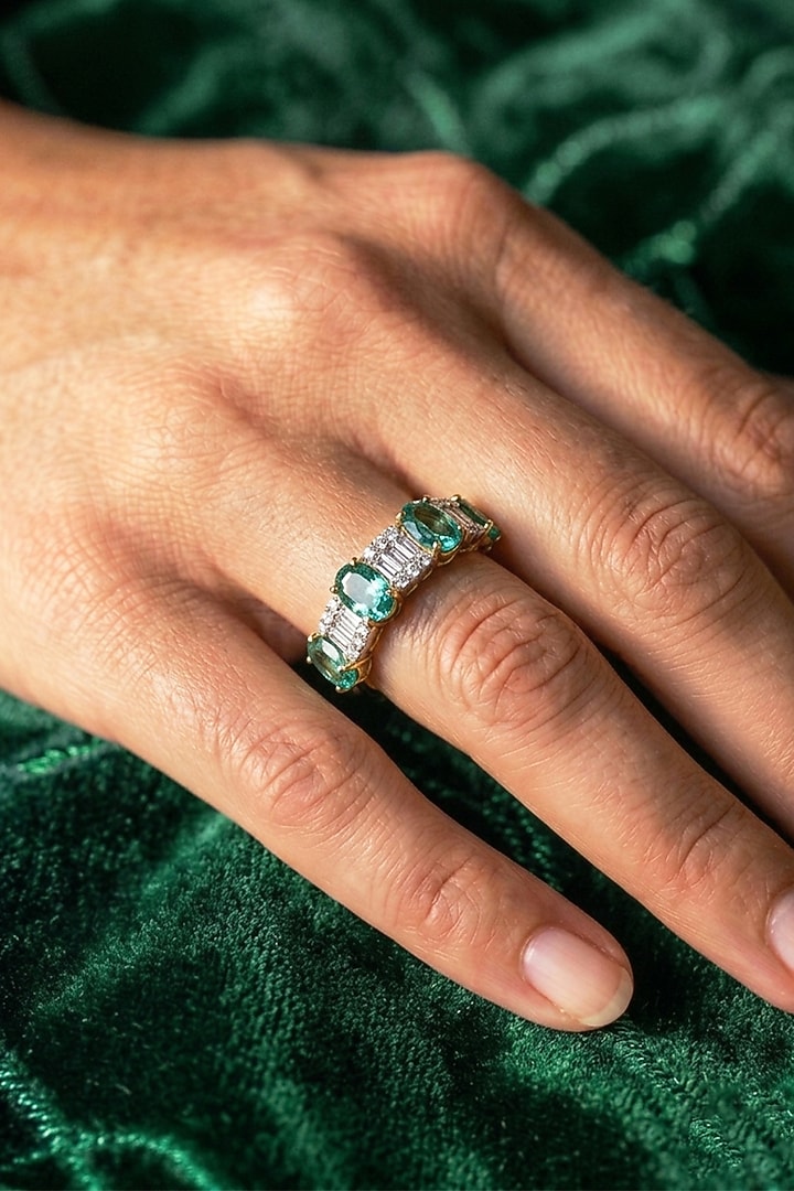18kt Gold Finish Diamond & Emerald Stone Ring by GBT Be True at Pernia's Pop Up Shop