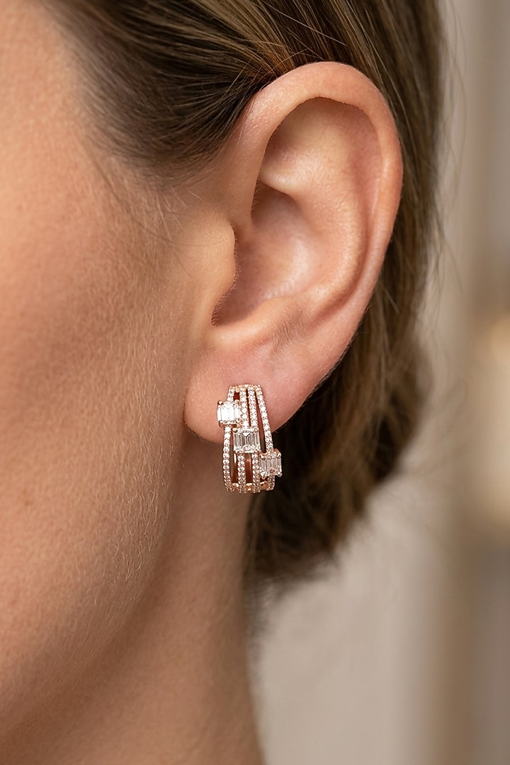14kt Gold Finish Diamond Hoop Earrings by GBT Be True at Pernia's Pop Up Shop