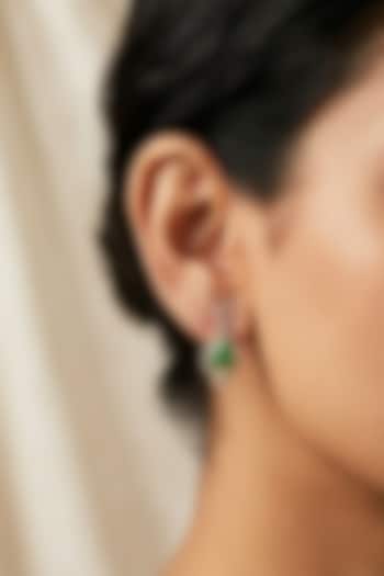 14kt Gold Finish Diamond & Emerald Stone Stud Earrings by GBT Be True at Pernia's Pop Up Shop