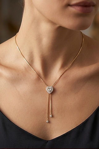 14kt Gold Finish Diamond Heart-Shaped Pendant Necklace by GBT Be True