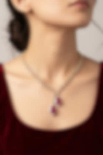 14kt Gold Finish Diamond & Ruby Stone Necklace by GBT Be True at Pernia's Pop Up Shop