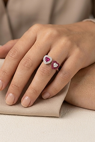 14kt Rose Gold Finish Ruby Stone & Diamond Open-Band Ring by GBT Be True
