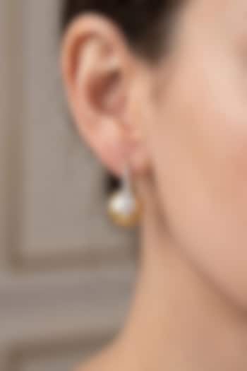 14kt Gold Finish Pearl & Diamond Hoop Earrings by GBT Be True at Pernia's Pop Up Shop