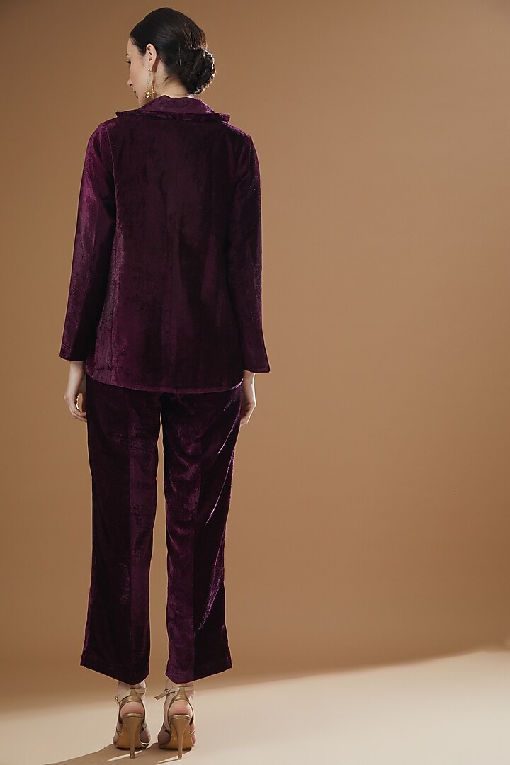 Purple Velvet Blazer Set by GulaboJaipur by Saloni Panwar at Pernia's Pop Up Shop