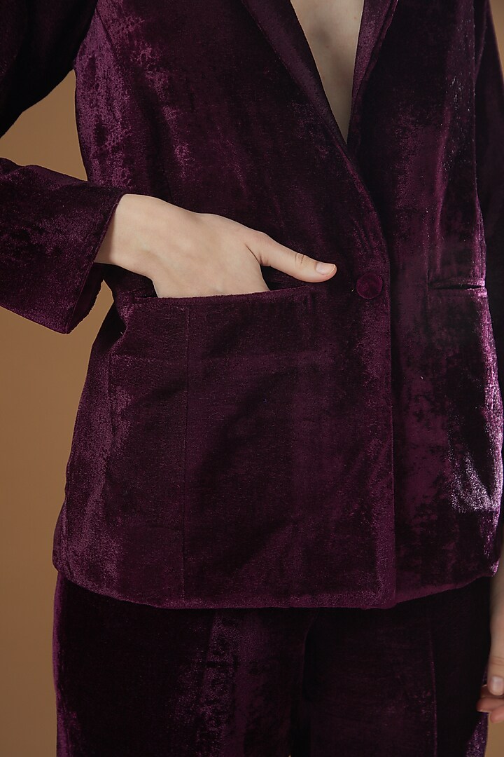 Purple Velvet Blazer Set by GulaboJaipur by Saloni Panwar at Pernia's Pop Up Shop