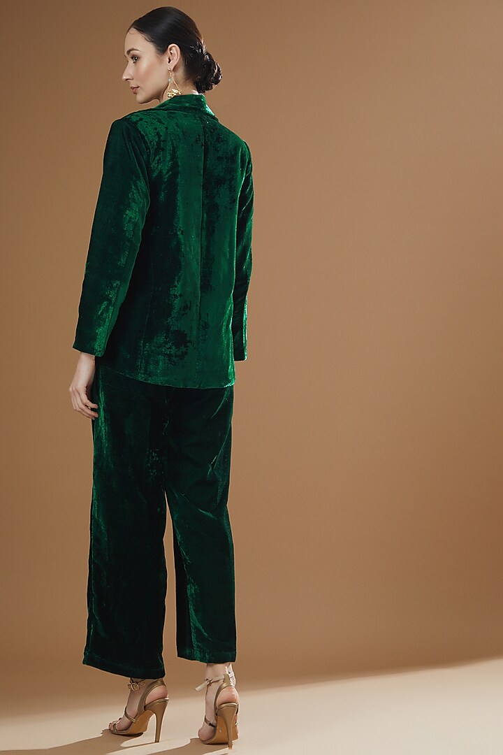 Green Velvet Blazer Set by GulaboJaipur by Saloni Panwar at Pernia's Pop Up Shop