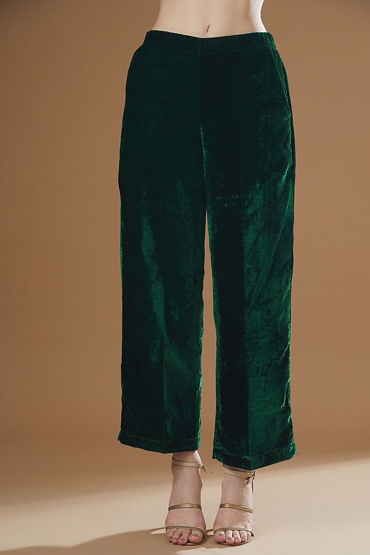 Green Velvet Blazer Set by GulaboJaipur by Saloni Panwar at Pernia's Pop Up Shop