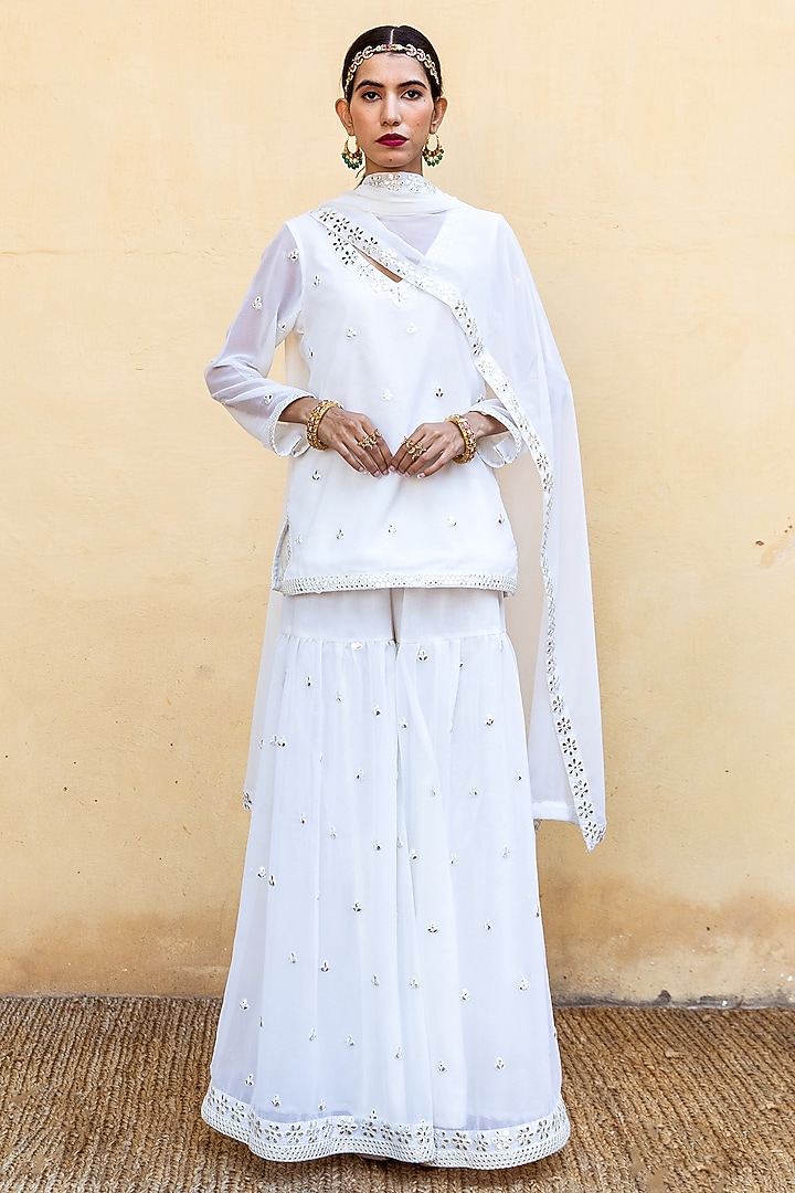 Ivory Embroidered Sharara Set by GulaboJaipur by Saloni Panwar at Pernia's Pop Up Shop