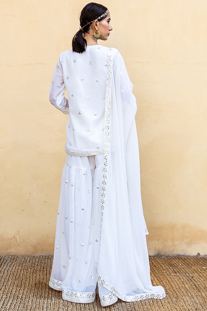 Ivory Embroidered Sharara Set by GulaboJaipur by Saloni Panwar at Pernia's Pop Up Shop