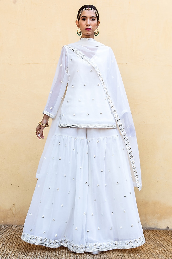 Ivory Embroidered Sharara Set by GulaboJaipur by Saloni Panwar at Pernia's Pop Up Shop