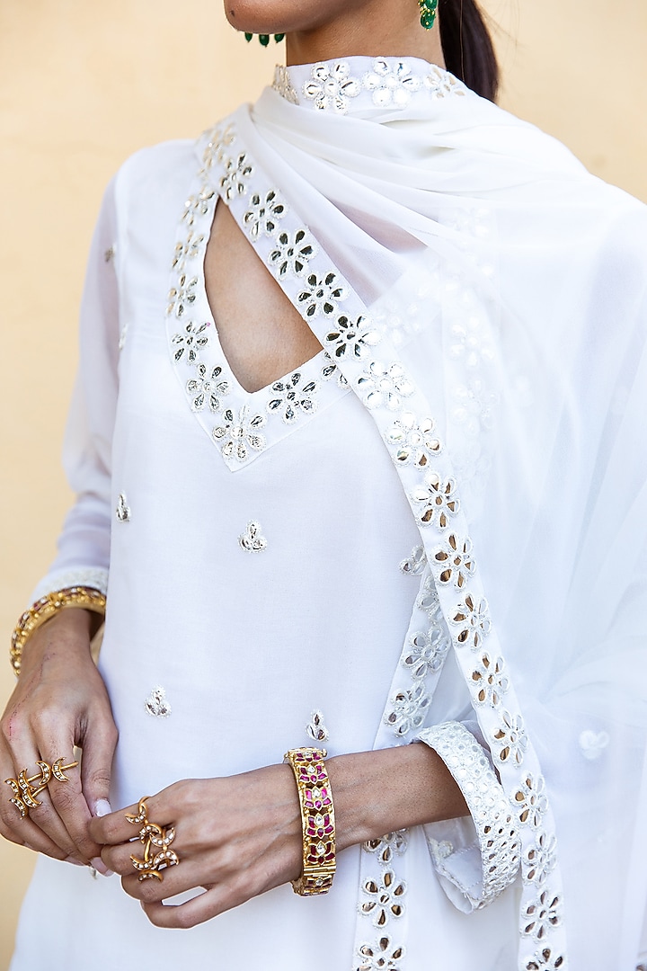 Ivory Embroidered Sharara Set by GulaboJaipur by Saloni Panwar at Pernia's Pop Up Shop