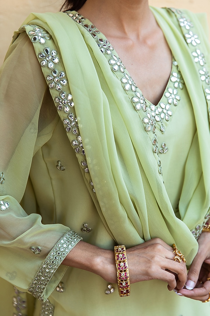 Pista Green Embroidered Sharara Set by GulaboJaipur by Saloni Panwar at Pernia's Pop Up Shop