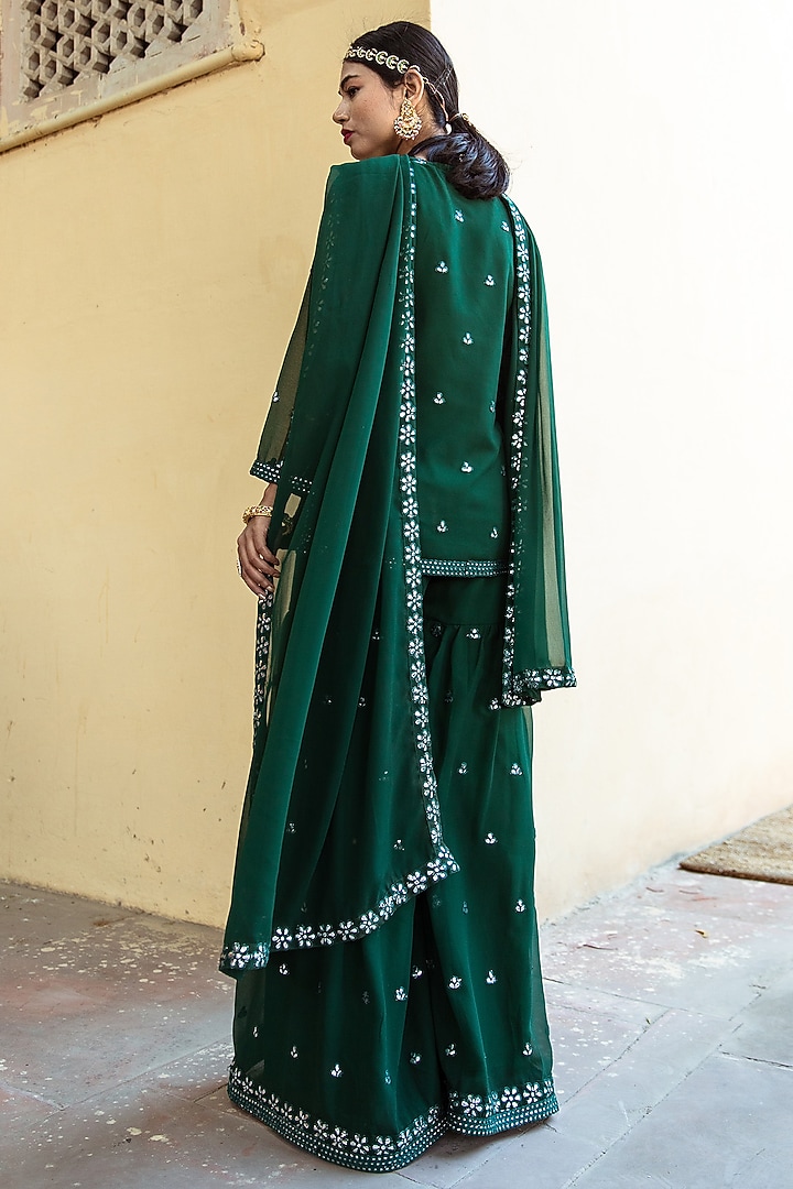 Dark Green Embroidered Sharara Set by GulaboJaipur by Saloni Panwar at Pernia's Pop Up Shop