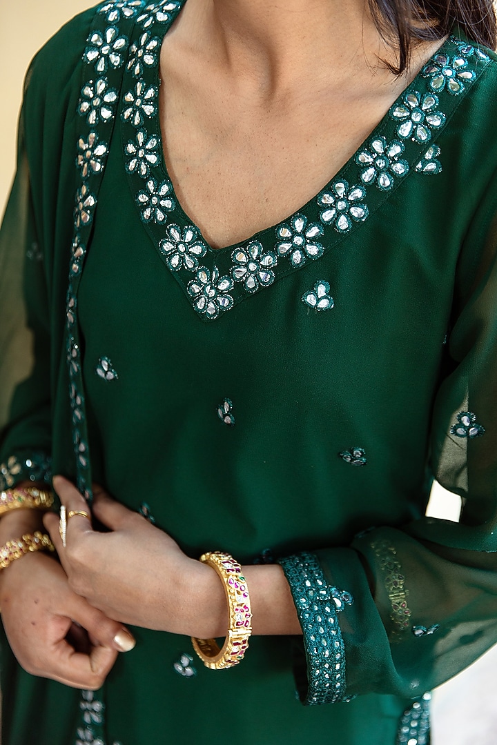 Dark Green Embroidered Sharara Set by GulaboJaipur by Saloni Panwar at Pernia's Pop Up Shop