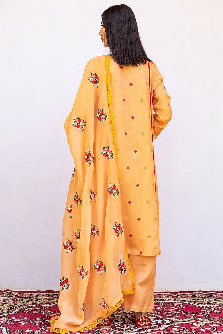 Orange Raw Silk Straight Kurta Set by GulaboJaipur by Saloni Panwar at Pernia's Pop Up Shop