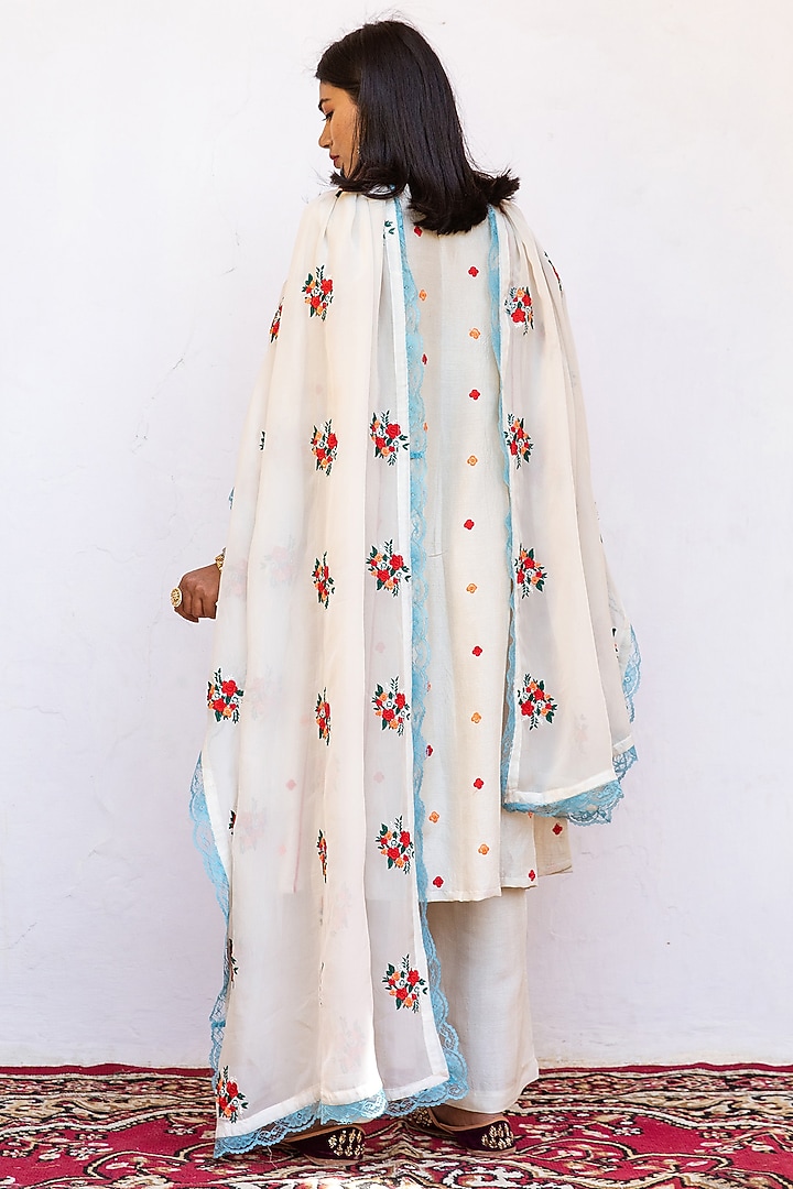 White Raw Silk Straight Kurta Set by GulaboJaipur by Saloni Panwar at Pernia's Pop Up Shop