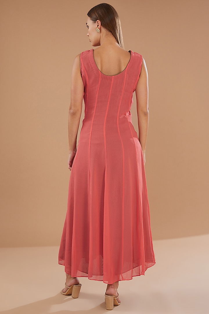 Peach Georgette & Net Swarovski Embellished Jacket Summer Dress by GENDAPHOOL at Pernia's Pop Up Shop