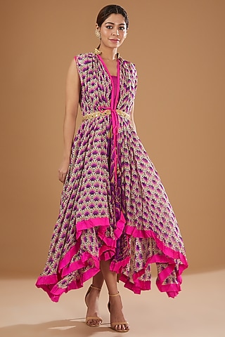 Mauve Printed Anarkali by GENDAPHOOL