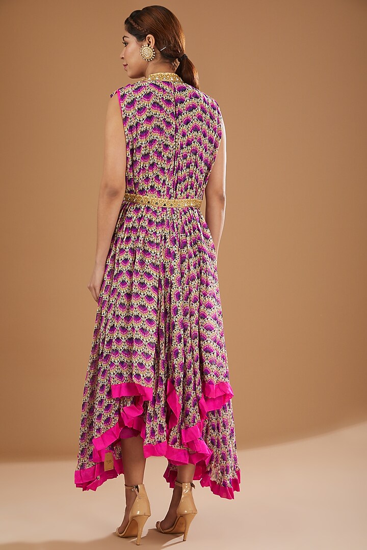 Mauve Printed Anarkali by GENDAPHOOL at Pernia's Pop Up Shop