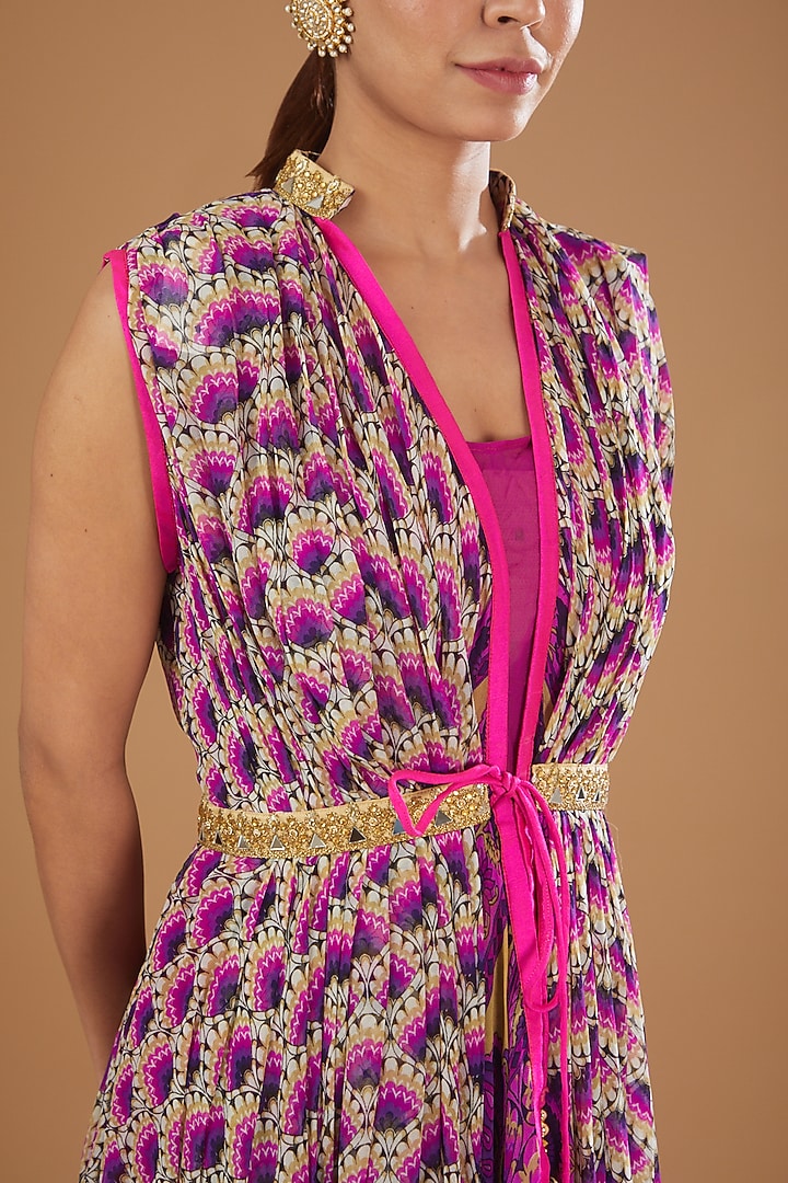 Mauve Printed Anarkali by GENDAPHOOL at Pernia's Pop Up Shop