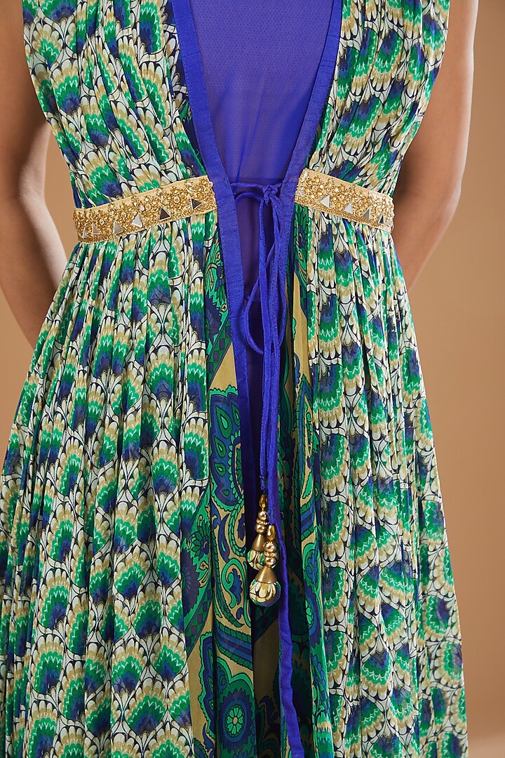 Turquoise Chiffon Asymmetrical Anarkali by GENDAPHOOL at Pernia's Pop Up  Shop 2026