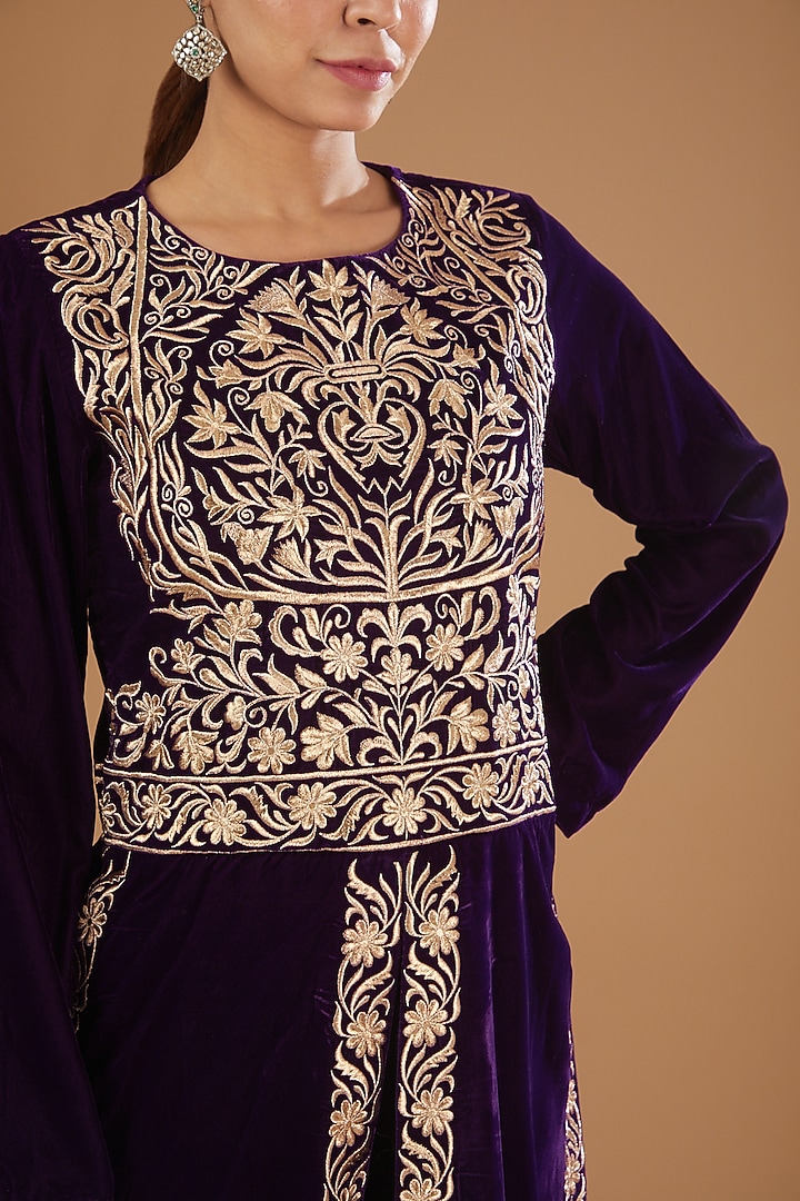 Wine Embroidered Gown by GENDAPHOOL at Pernia's Pop Up Shop