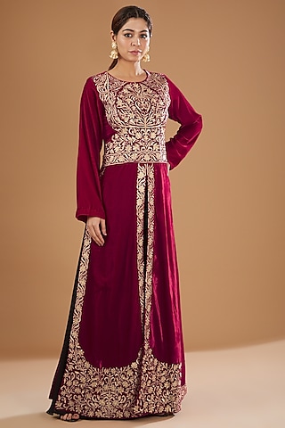 Multi-Colored Jacquard & Cotton Velvet A-line Dress Design by SIDDHARTHA  BANSAL at Pernia's Pop Up Shop 2023