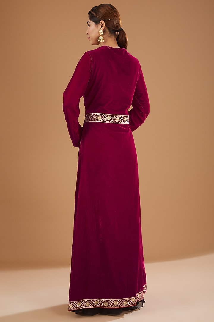 Red Embroidered Gown by GENDAPHOOL at Pernia's Pop Up Shop