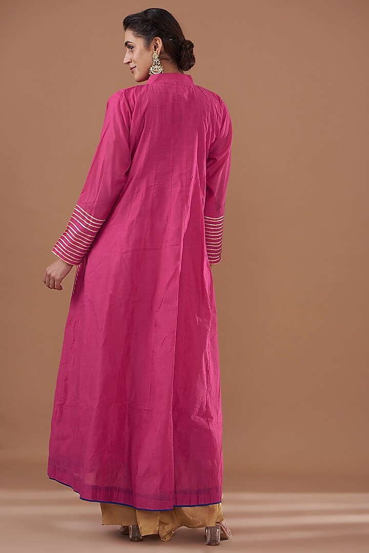 Pink Chanderi Gota Embroidered Anarkali by GENDAPHOOL at Pernia's Pop Up Shop