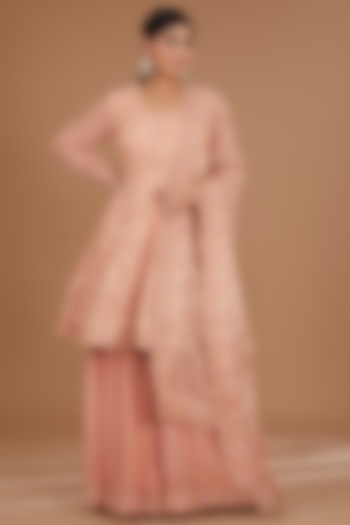 Blush Pink Georgette Gharara Set by GENDAPHOOL